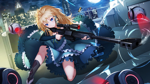 Black Bullet Tina Sprout Rifles Weapon Solo Night Dress Blonde Lolita Fashion Gun Anime Girls Sniper 3200x2000 Wallpaper