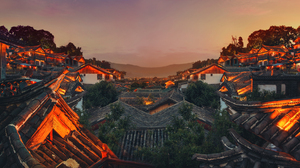 China Lijiang Night Roof Village Yunnan 8783x4042 Wallpaper