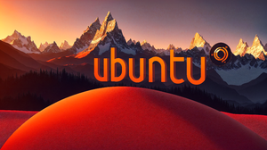 Ubuntu Ai Art Mountains Forest Red Orange Operating System Digital Art Text Sunset Glow Snow 3840x2160 Wallpaper