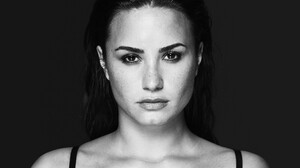 Black Amp White Close Up Demi Lovato Face Monochrome Singer Woman 2560x1440 Wallpaper