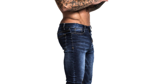 Pants Jeans Men Model Shirtless Tattoo Sneakers Studio 1001x1500 Wallpaper