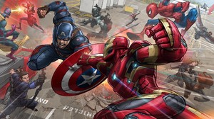 Iron Man Captain America Artwork The Avengers Captain America Civil War Black Widow Hawkeye Clint Ba 2400x1395 Wallpaper