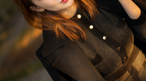 Chou Hsuan Yung Women Asian Brunette Makeup Black Clothing Jacket Depth Of Field 2048x3069 Wallpaper