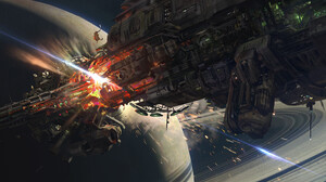 Digital Art Artwork Illustration Space Spacescapes Galaxy Planet Stars Battle Spaceship Science Fict 3840x2160 Wallpaper