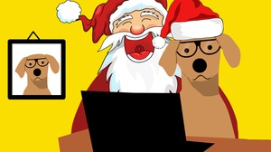 Santa Dog Laptop Glasses Humor 3020x2020 Wallpaper