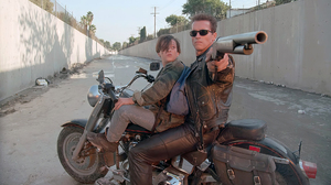 Terminator 2 Movies Film Stills Arnold Schwarzenegger Edward Furlong Actor T 800 Motorcycle Gun Los  1920x1080 Wallpaper