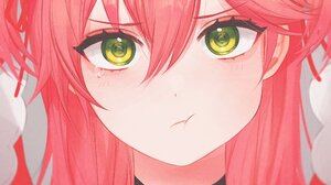 Anime Anime Girls Hololive Sakura Miko Long Hair Pink Hair Solo Artwork Digital Art Fan Art Green Ey 980x1581 Wallpaper