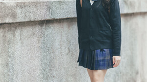 Women Asian Brunette Shirt Skirt Schoolgirl Walking Smiling Outdoors Ru Lin 2048x3072 wallpaper