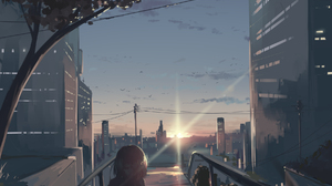 Anime Anime Girls Sunset Sunset Glow Building Sun 1800x2350 Wallpaper