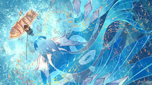Anime Boys Creature Water Fish Animals Boat Fishing Genshin Impact 7807x4114 Wallpaper
