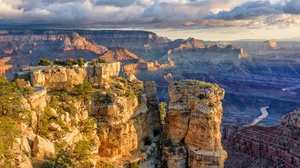 USA Grand Canyon Mountains Nature Landscape Sky Clouds Desert Rock Stones River 3840x2400 Wallpaper