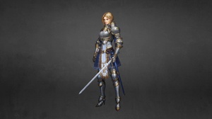 Armor Blonde Short Hair Sword Woman Warrior 5000x2700 Wallpaper