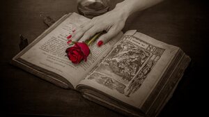 Book Hand Religious Rose Selective Color 2880x1800 Wallpaper