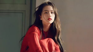 Women Asian Portrait Face Red Clothing Jisoo BLACKPiNK Looking At Viewer Brunette 3840x2160 Wallpaper