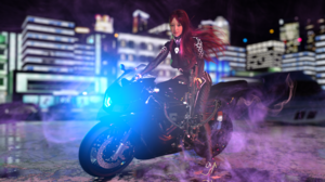 Women Asian City Lights Building Motorcycle Women With Motorcycles Original Characters Crossbow Cros 3840x2160 Wallpaper