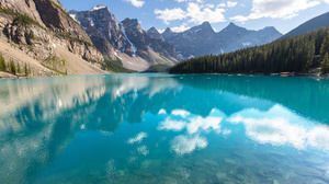 Canada Lake Moraine Lake Mountain Nature Reflection 5760x3840 wallpaper
