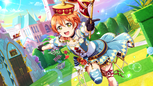 Hoshizora Rin Love Live Anime Anime Girls Sunlight Sky Crown Clouds Finger Pointing Gloves Flag Dres 4096x2520 Wallpaper