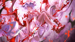 Anime Anime Girls Remilia Scarlet Touhou Short Hair Dress Signature Looking At Viewer Fangs Purple E 1412x1000 Wallpaper