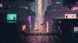 Ai Art City Cyberpunk Night City Lights Futuristic Car 4579x2616 Wallpaper
