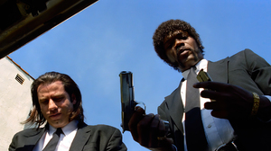 Pulp Fiction Pistol John Travolta Samuel L Jackson Men Suits Movies Film Stills 1920x1080 Wallpaper