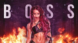 Brown Eyes Fire Lipstick Purple Hair Sasha Banks Wwe Wwe Divas Woman Wrestler 1920x1080 Wallpaper