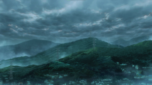 Jujutsu Kaisen Mountains Rain Overcast Clouds Trees House Anime Anime Screenshot Sky 1920x1080 wallpaper