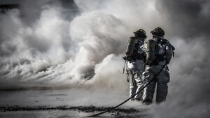 Smoke Fire Fireman Uniform Disaster 2560x1440 Wallpaper