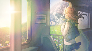 Anime Anime Girls Immi Immi Artwork School Uniform Train Landscape 5334x3000 Wallpaper