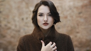 Brown Eyes Brunette Coat Lipstick Short Hair 2048x1365 Wallpaper