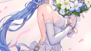 Anime Anime Girls Ganyu Genshin Impact Genshin Impact Wedding Dress Flowers Blue Hair Long Hair Whit 1468x2138 Wallpaper