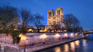 Trey Ratcliff Photography 4K France Building Water Trees Lights City Lights Sky Notre Dame Paris 3840x2160 Wallpaper