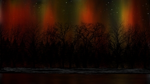 Digital Painting Digital Art Nature Landscape Aurorae Silhouette 1920x1080 Wallpaper