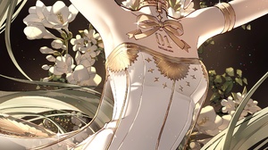 Anime Anime Girls Hatsune Miku Vocaloid Long Hair Twintails Dress Flowers Looking Away Bracelets Por 2160x3840 Wallpaper