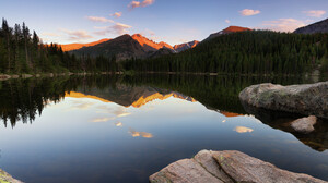 Bear Lake Rocky Mountain National Park Longs Peak Lake Reflection Photography Sunset Landscape Sunse 6144x4280 Wallpaper