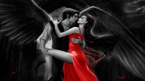 Dark Dancing Couple Romantic Love Red Dress 1920x1200 Wallpaper