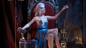 Anna Tutova Fantasy Art Legs Crossed Digital Art Portrait Display Women Sitting Legs Throne Blue Dre 2100x2800 Wallpaper