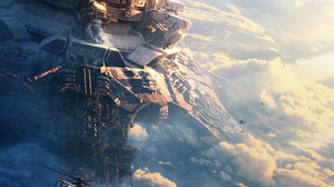 The Wandering Earth 2 Earth Engine Helicopters Vertical Digital Art Futuristic Clouds 4343x6074 Wallpaper