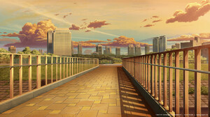 Jajang Sopandi Digital Art Clear Sky Clouds Cityscape Skyscraper Building Anime Sky Anime ArtStation 1920x1069 Wallpaper