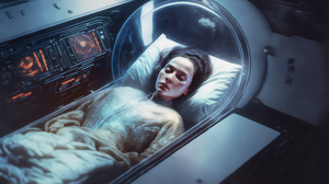 Ai Art Women Cryo Chamber Spaceship Closed Eyes Sleeping 3060x2048 Wallpaper