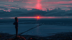 Anime Girls Anime Sunset Clouds 2560x1600 Wallpaper