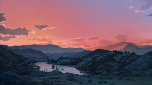 Matt Vince Digital Art Artwork Illustration Landscape Lake Forest Clouds Sunset Nature Mountains Tre 3840x2160 Wallpaper