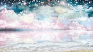 Cloud Mauve Ocean Sea Stars 1429x800 Wallpaper