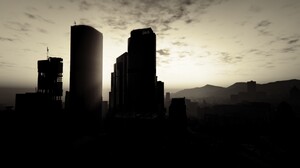 Black Amp White Grand Theft Auto V Sky Skyscraper 1920x1080 Wallpaper