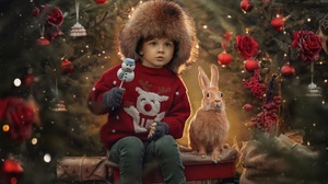 Christmas Tree Rabbit 2000x1760 Wallpaper