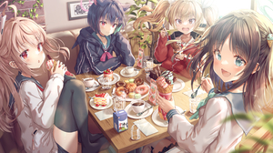 Anime Anime Girls Blue Archive Food Anime Girls Eating Women Quartet Group Of Women Ice Cream Pastri 1505x1050 Wallpaper