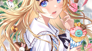 Anime Anime Girls Blue Eyes Blonde Food Cards Flowers Backpacks Vertical 1215x1837 Wallpaper