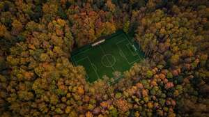 Aerial Birds Eye View Nature Landscape Soccer Field Soccer Pitches Fall Trees Forest Soccer Grass Ru 2000x1333 Wallpaper