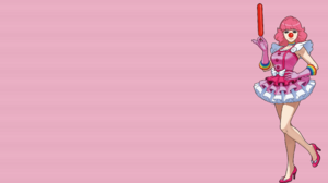 Geiru Toneido Ace Attorney Anime Girls Women Clown Skirt Balloon Pink Hair Pink Background Pink Glov 2560x1440 Wallpaper