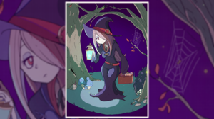 Little Witch Academia Sucy Manbavaran Pink Hair Purple Hair Witch Hat Witch Lantern Lamp Trees Leave 3840x2160 wallpaper