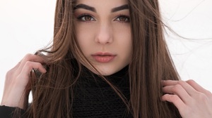 Marisha Khusnutdinova Model Women Brunette Long Hair Portrait Black Scarf Scarf Brown Eyes 1024x1280 Wallpaper